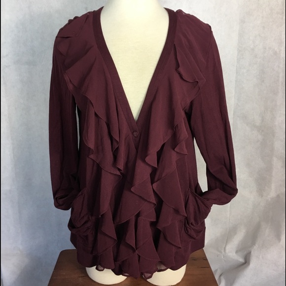 LOGO by Lori Goldstein Tops - Logo by Lori Goldstein ruffled cardigan size large